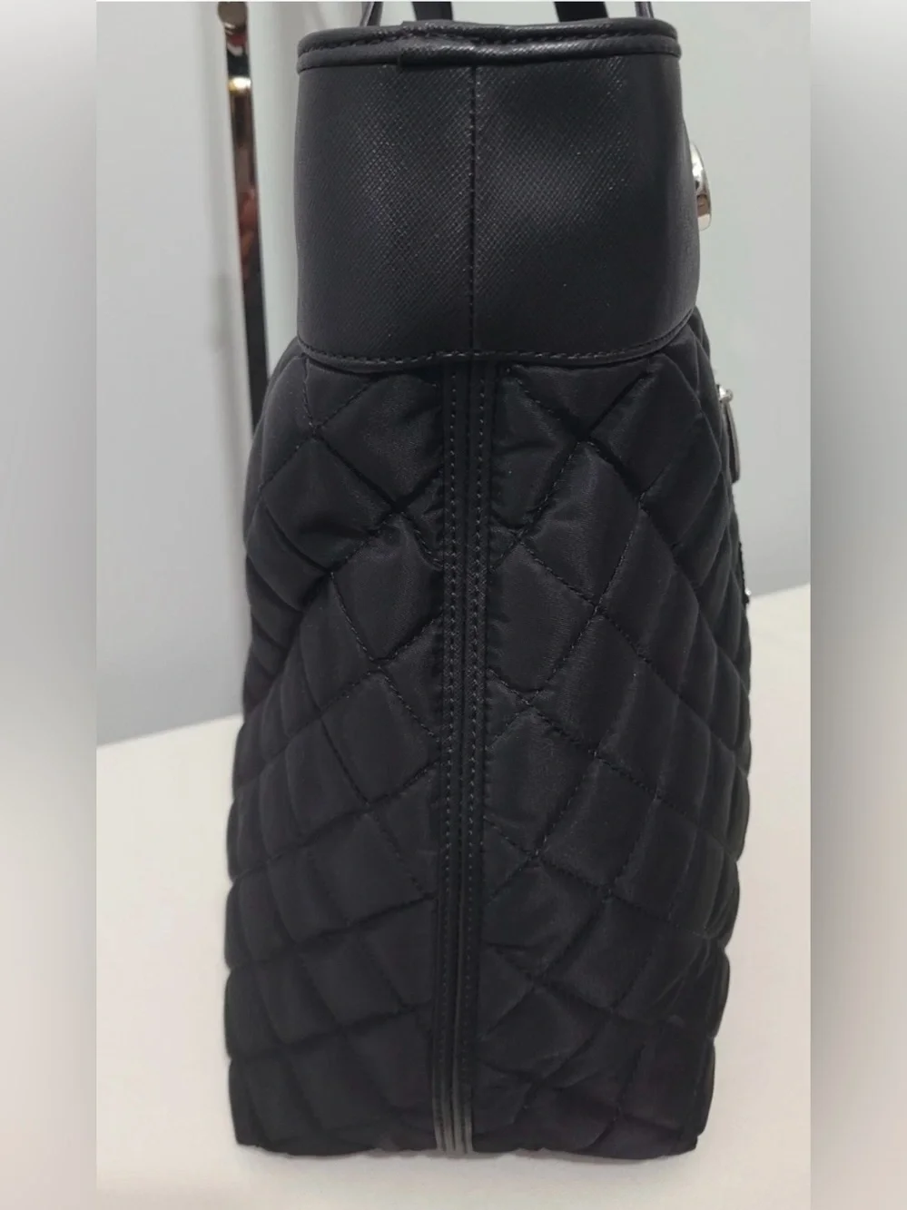 Kimono London Black Quilted Tote Purse Laptop Bag